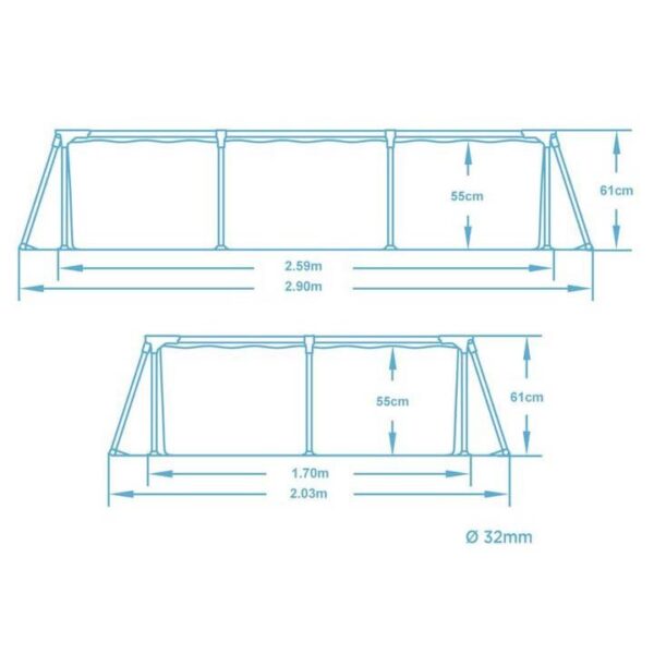 Karkasinis sodo baseinas 259 x 170 x 61 cm Bestway 56403N