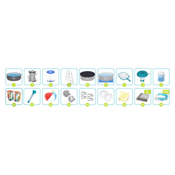 Karkasinis sodo baseinas 366 x 100 cm 18 viename „Bestway 5614X“ + burbulų aparatas NEMOKAMAI