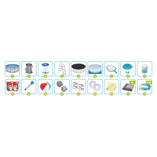 Karkasinis sodo baseinas 366 x 122 cm 18 viename „Bestway 56420“ + burbulų aparatas NEMOKAMAI