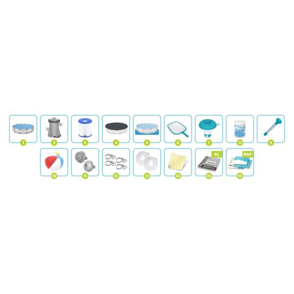 Karkasinis sodo baseinas 366 x 76 cm 16 viename „Bestway 56416“