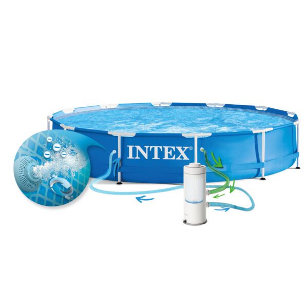 Karkasinis sodo baseinas 366 x 76 cm 16 viename INTEX 28212 + burbulų aparatas NEMOKAMAI