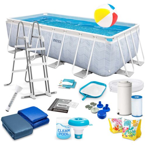 Basen ogrodowy stelażowy 400 x 200 x 100 cm zestaw 18w1 INTEX 26780 Karkasinis sodo baseinas 400 x 200 x 100 cm 18 viename komplektas INTEX 26780