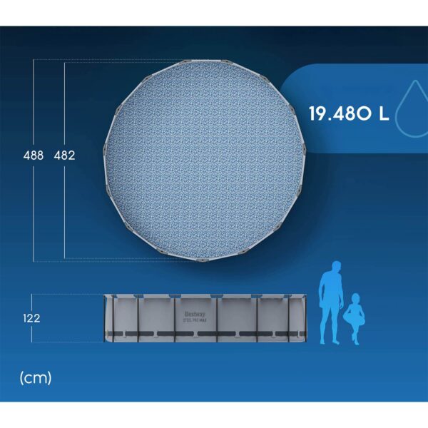 Karkasinis sodo baseinas 488 x 122 cm 19 viename „Bestway 5612Z“