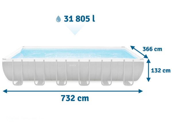 Karkasinis sodo baseinas 732 x 366 x 132 cm 9 viename INTEX 26364