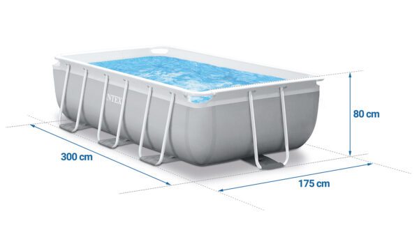Prizminis rėminis sodo baseinas 300 x 175 x 80 cm 4 viename INTEX 26784