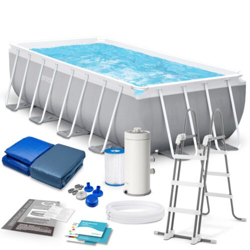 Prizminis rėminis sodo baseinas 488 x 244 x 107 cm 6 viename INTEX 26792