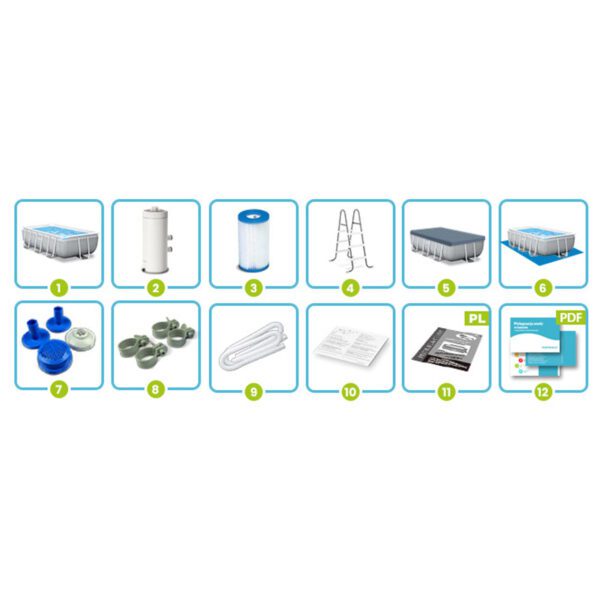Prizminis rėminis sodo baseinas 488 x 244 x 107 cm 6 viename INTEX 26792