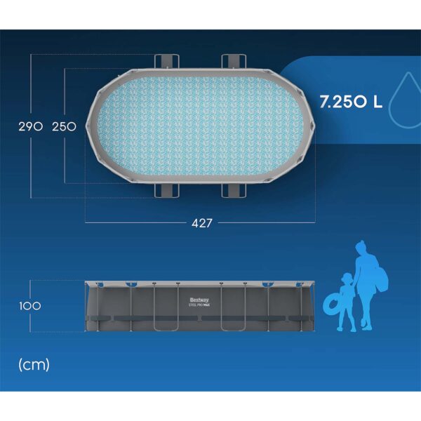 Karkasinis sodo baseinas 427 x 250 x 100 cm, 11 viename, „Bestway 56620“