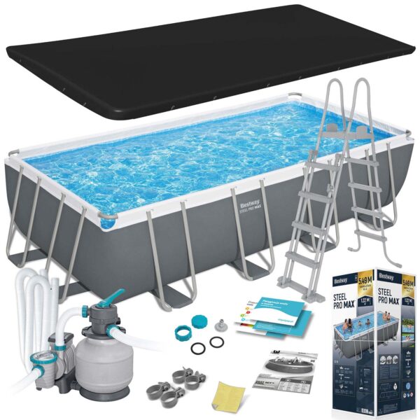Basen stelażowy ogrodowy 549 x 274 x 122 cm 12w1 Bestway 56466N Karkasinis sodo baseinas 549 x 274 x 122 cm, 12 viename, „Bestway 56466N“