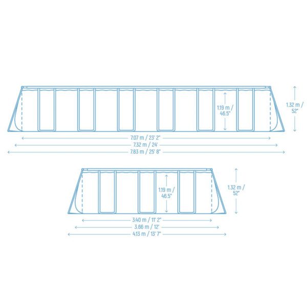 Karkasinis sodo baseinas 732 x 366 x 132 cm, 11 viename, „Bestway 561KG“
