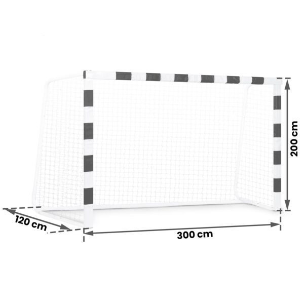 Futbolo vartai 300 x 200 x 120 cm NS-465 juodi ir balti