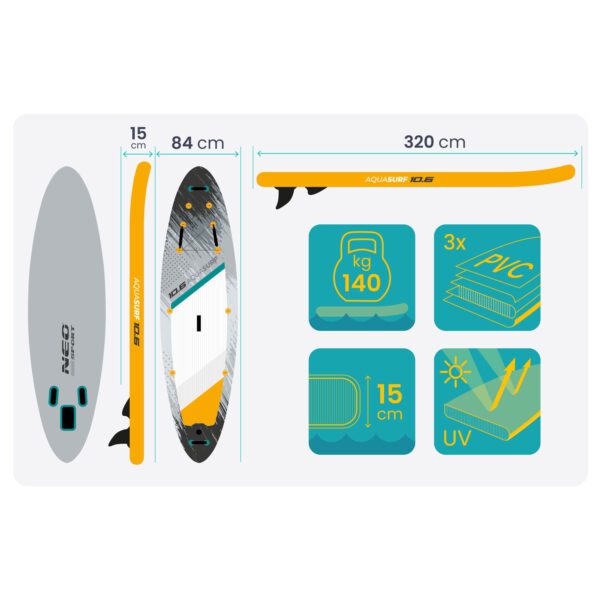 Aquasurf SUP lenta 320 x 84 x 15 cm Neo-Sport 170205