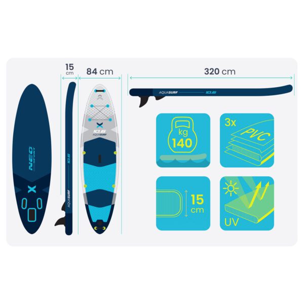 Aquasurf SUP lenta 320 x 84 x 15 cm Neo-Sport 170206