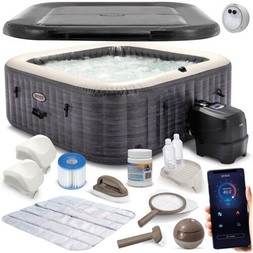 Pripučiama SPA vonia su hidromasažu 4 asmenims INTEX 28450 + chloro generatorius