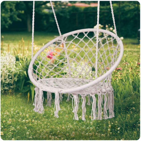 Pakabinamos sodo sūpynės BOHO, smėlio spalvos