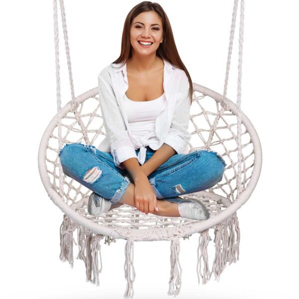 Pakabinamos sodo sūpynės BOHO, smėlio spalvos