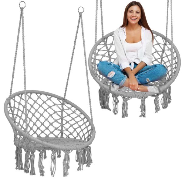 BOHO pilka pakabinama sodo sūpynės kėdė