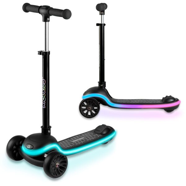 „Ricokids Leddi“ triratis LED balansinis paspirtukas vaikams – juodas