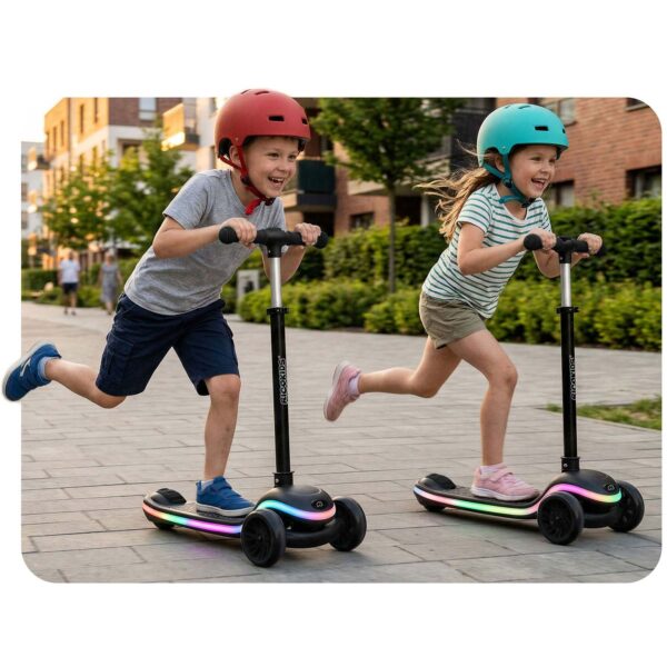 „Ricokids Leddi“ triratis LED balansinis paspirtukas vaikams – juodas
