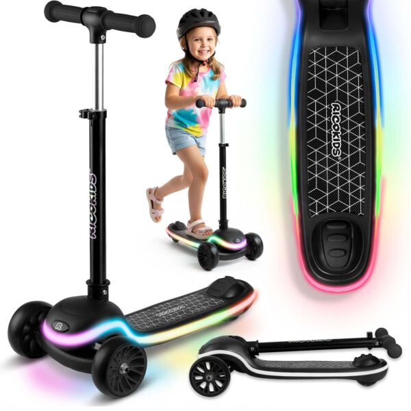 „Ricokids Leddi“ triratis LED balansinis paspirtukas vaikams – juodas