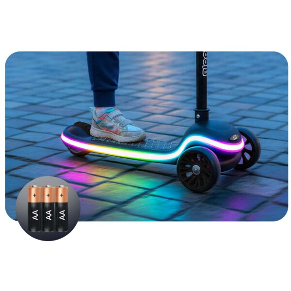 „Ricokids Leddi“ triratis LED balansinis paspirtukas vaikams – juodas