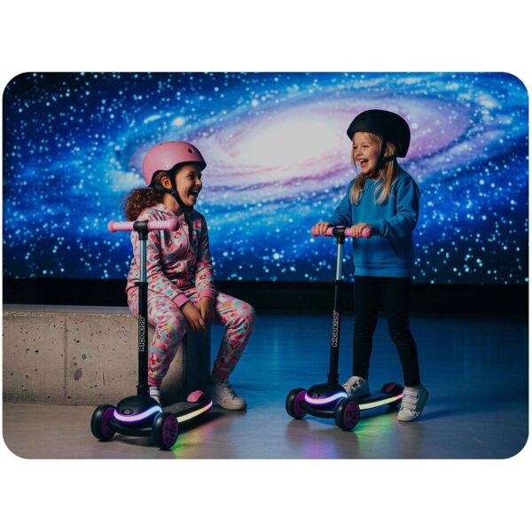 „Ricokids Leddi“ triratis LED balansinis paspirtukas vaikams – juodas ir rožinis