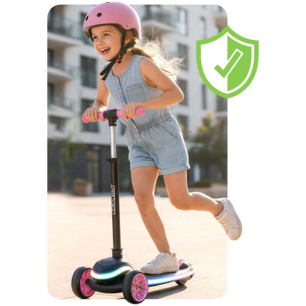 „Ricokids Leddi“ triratis LED balansinis paspirtukas vaikams – juodas ir rožinis