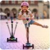 „Ricokids Leddi“ triratis LED balansinis paspirtukas vaikams – juodas ir rožinis