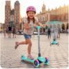 „Ricokids Glow“ triratis balansinis paspirtukas vaikams, šviečiantis tamsoje – turkio spalvos