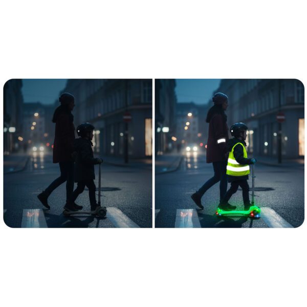 „Ricokids Glow“ triratis balansinis paspirtukas vaikams, šviečiantis tamsoje – turkio spalvos