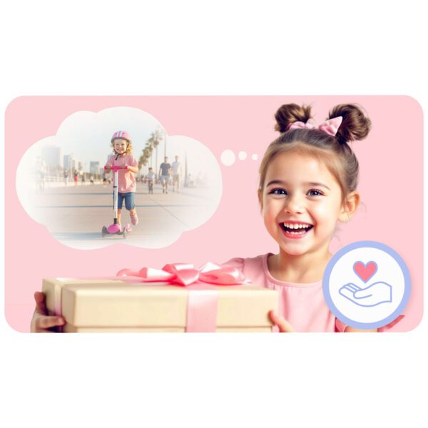 „Ricokids Jelly“ triratis balansinis paspirtukas vaikams, šviečiantis tamsoje - rožinis