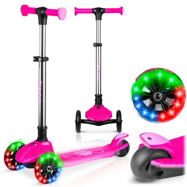 „Ricokids Jelly“ triratis balansinis paspirtukas vaikams, šviečiantis tamsoje - rožinis