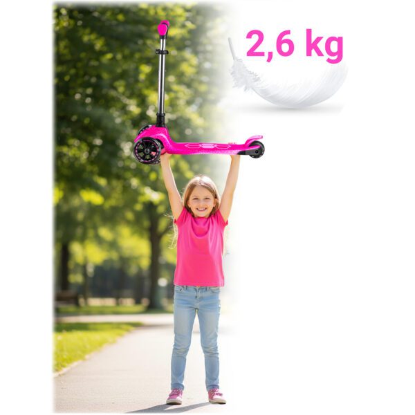 „Ricokids Jelly“ triratis balansinis paspirtukas vaikams, šviečiantis tamsoje - rožinis