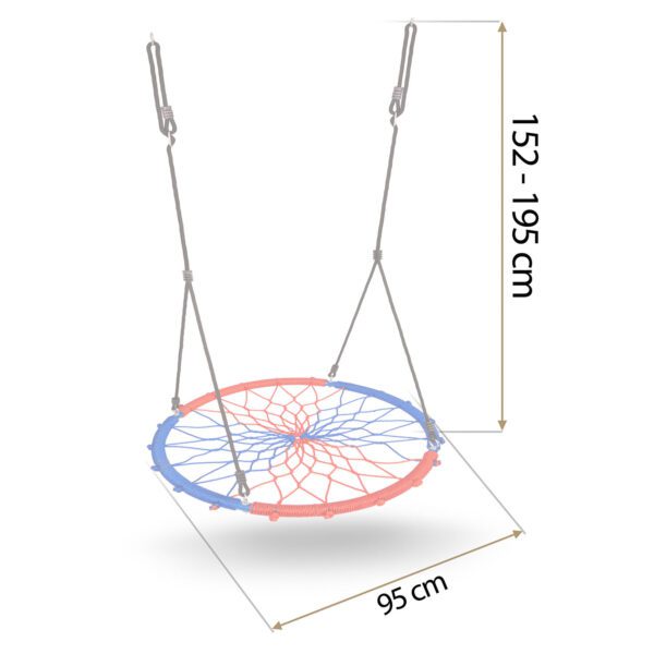 Sūpynės gandro lizdui SWINGO 95 cm mėlynos ir raudonos spalvos