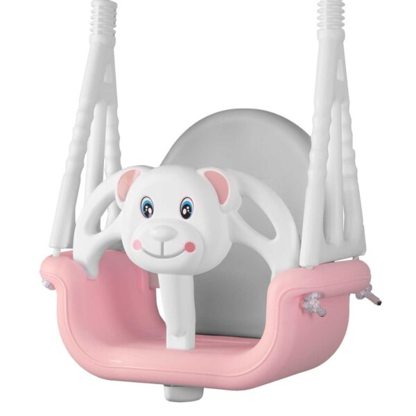 Ricokids 3 viename meškiuko kibirėlio sūpynės, rožinės