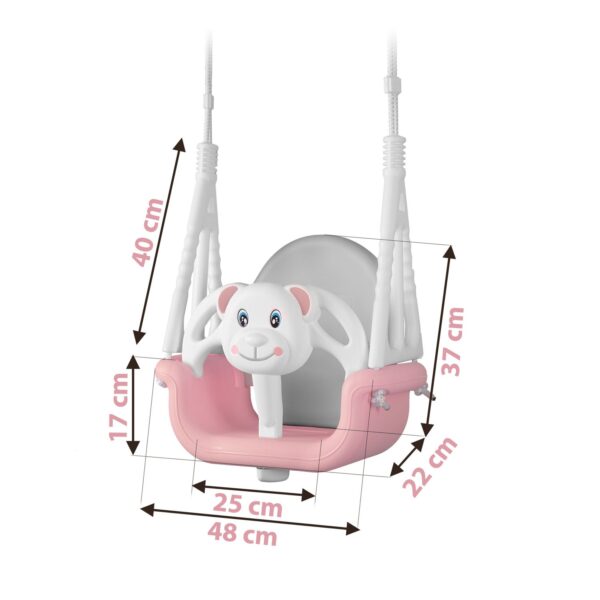 Ricokids 3 viename meškiuko kibirėlio sūpynės, rožinės