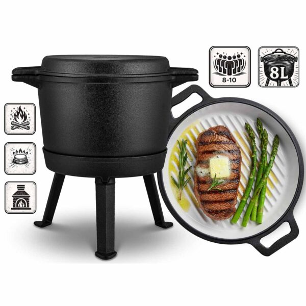 Kociolek-zeliwny-emaliowany-garnek-8l-stojacy-patelnia-grill-BD-480-348010-Ogrod-gt-Kociolki-zeliwne-1 Ketaus emaliuotas puodas 8 l pastatomas + grilio keptuvė BD-480 348010