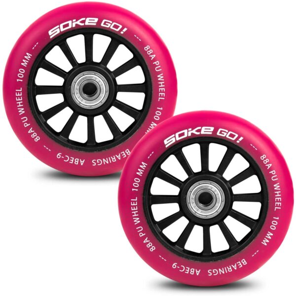 Paspirtuko ratukai 100 mm rubino spalvos 2 vnt.