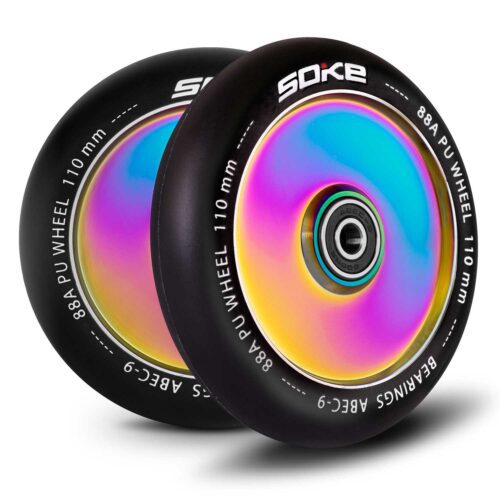 Kółka do hulajnogi 110 mm pełne rainbow 2szt 110 mm pilno vaivorykštės spalvos paspirtuko ratukai, 2 vnt.
