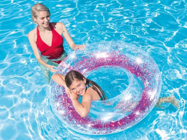 INTEX 56274 blizgantis plaukimo žiedas rožinis