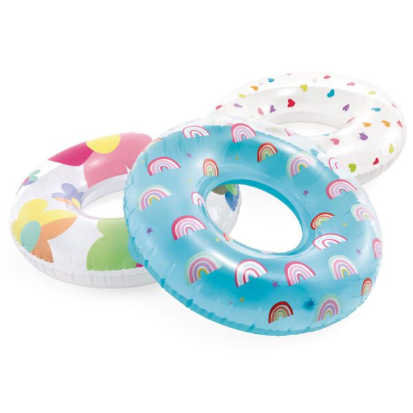 Vaivorykštės spalvos plaukimo ratas 81 cm INTEX 59259