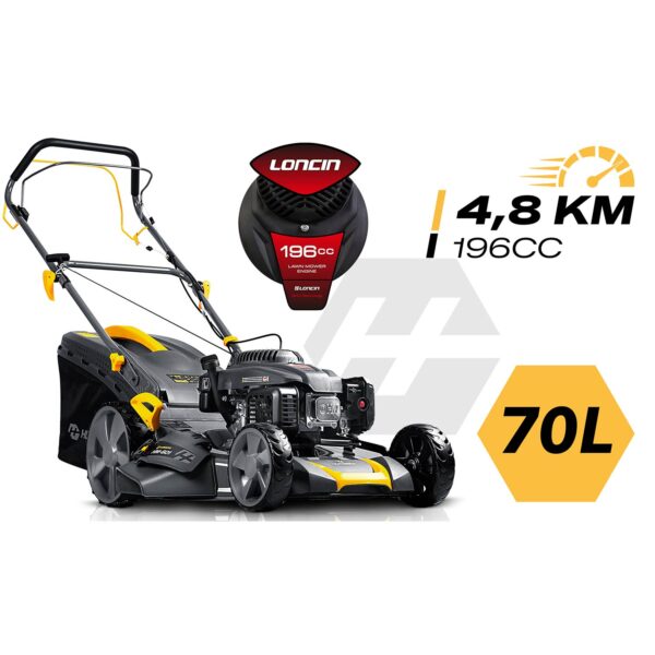 Benzininė vejapjovė su savaeige 51 cm 70 l Loncin 196cc + Humberg HM-601 alyva