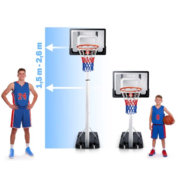 Krepšinio krepšys 150–260 cm reguliuojamas, laisvai stovintis, stabilus, mobilus Neo-Sport NS-281