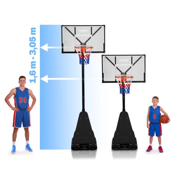 Reguliuojamas krepšinio krepšys 160-305 cm, stabilus, didelis, Neo-Sport NS-284