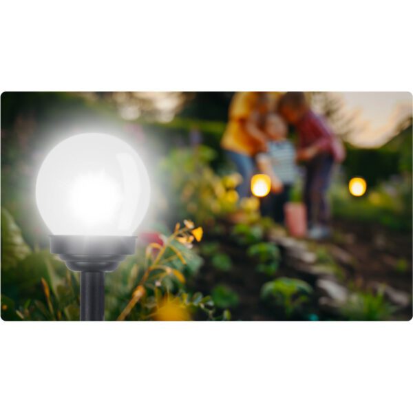 Saulės energija varomos lempos, balti rutuliai, 4 vnt., „Ilumen LS-102“