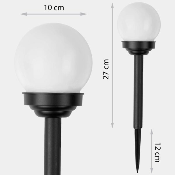 Saulės energija varomos lempos, balti rutuliai, 4 vnt., „Ilumen LS-102“