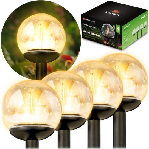 Lampka solarna przeźroczysta kula 4szt Ilumen LS-103 Saulės energija varomos lempos, skaidrūs rutuliai, 4 vnt. „Ilumen LS-103“