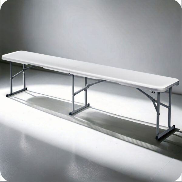 Sulankstomas sodo suoliukas maitinimo reikmėms, 180 cm, baltas, „Plonos“