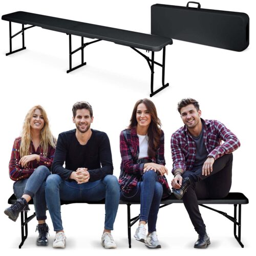 Sulankstomas sodo suolas maitinimo reikmėms, 180 cm, juodas, „Plonos“
