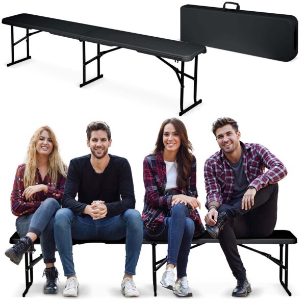 Sulankstomas sodo suolas maitinimo reikmėms, 180 cm, juodas, „Plonos“